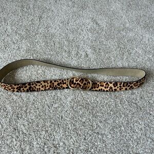 Express Brown Tan Leopard fur hair Print Belt XL